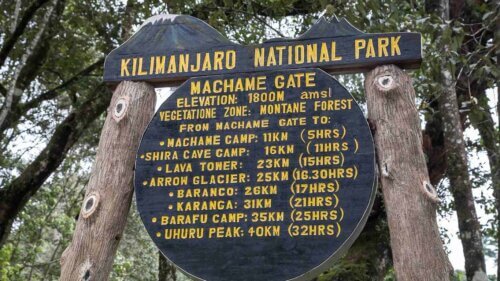 Kilimanjaro Machame Route sign