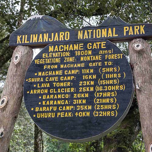 Kilimanjaro Machame Route sign Kilimanjaro Machame Route sign