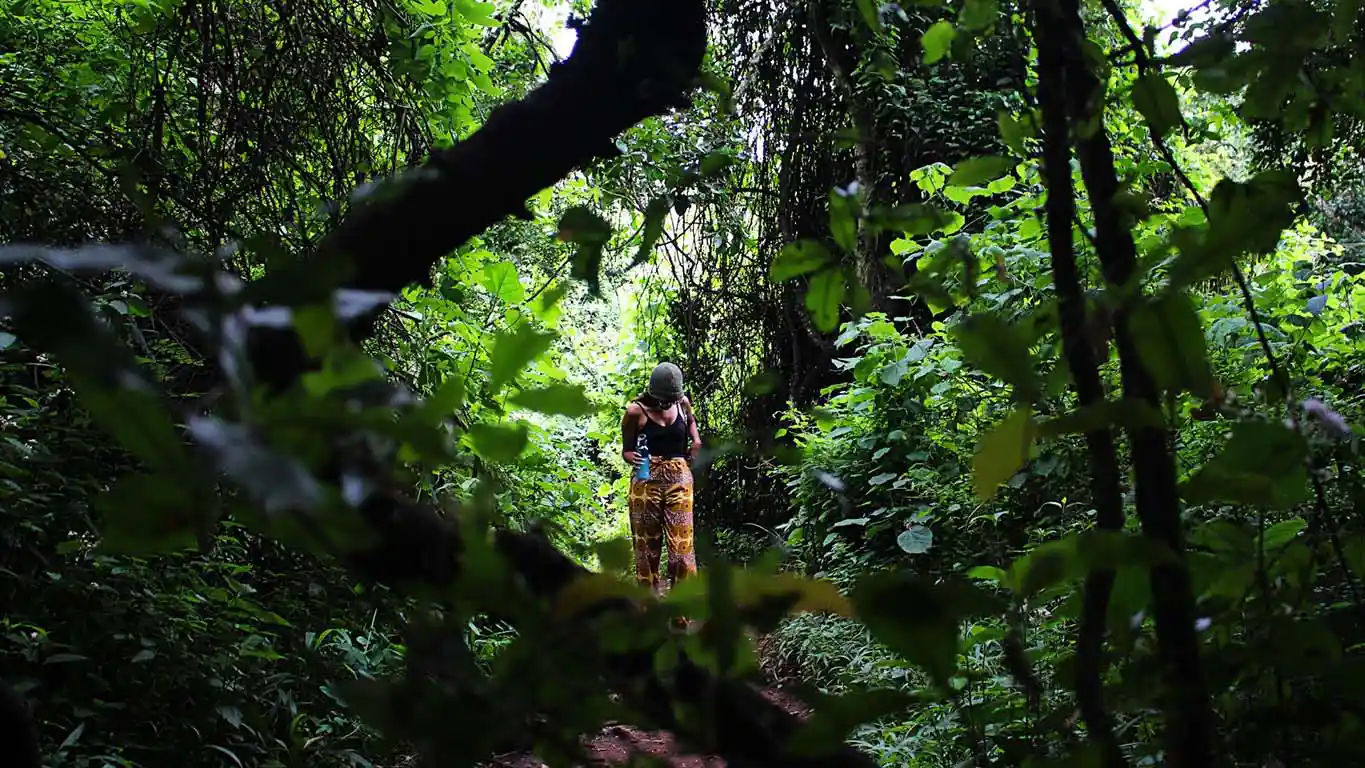 Oloolua Natural Trails colorful lady on trail