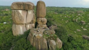 The crying stone of Ilesi near Kakamega in western Kenya, a natural rock formation where water flows down like tears.